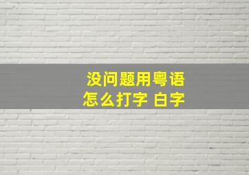 没问题用粤语怎么打字 白字